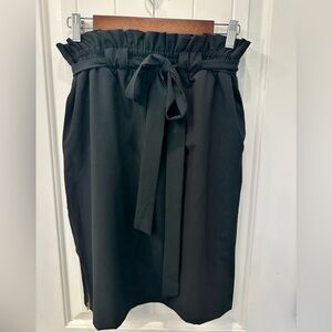 Albion Fit Black Paperbag Waist Tie Pencil Skirt Medium Tall GUC